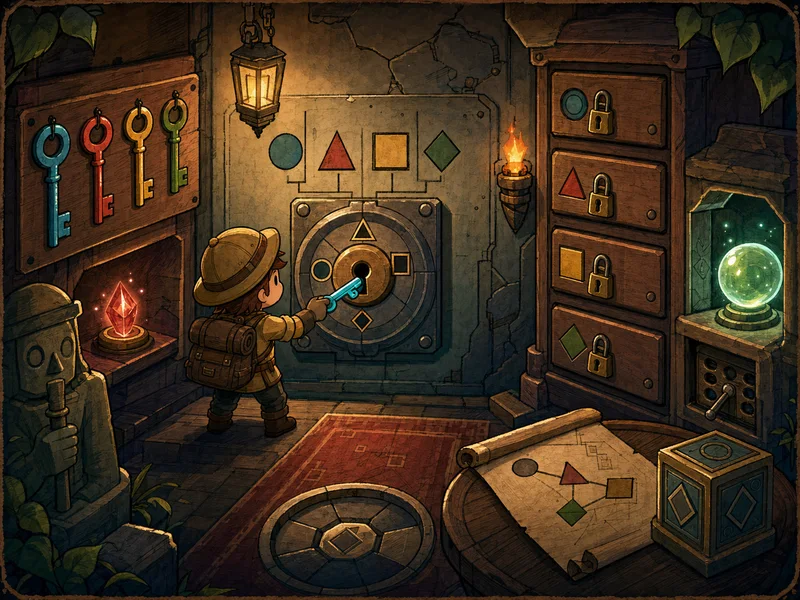 Hand-drawn escape room puzzle game cover.
